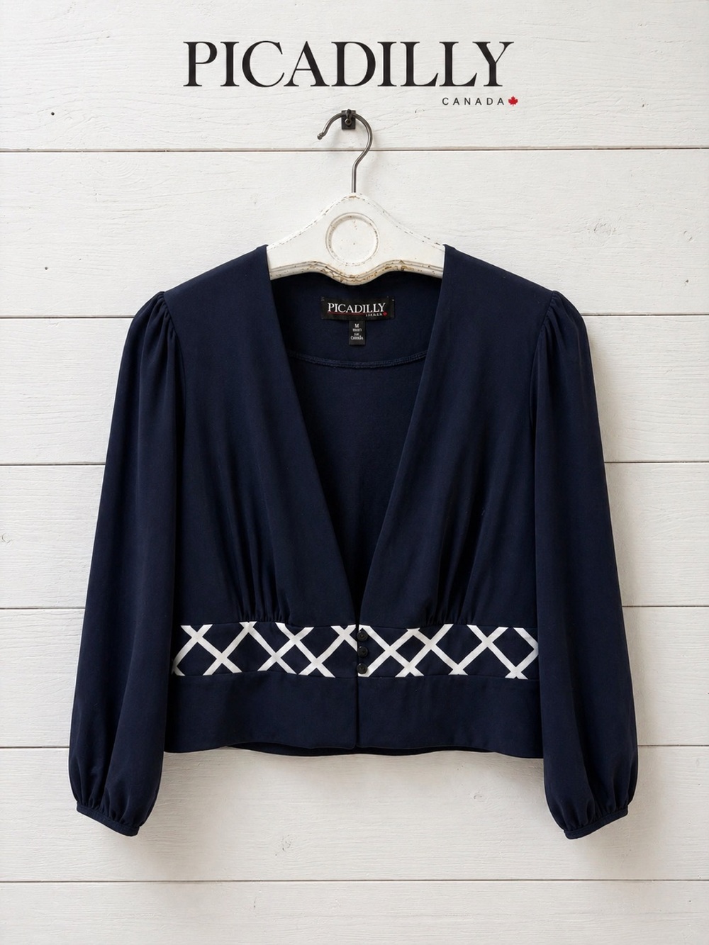 PICADILLY Navy Blue Cropped Blouse/ Jacket – Size M